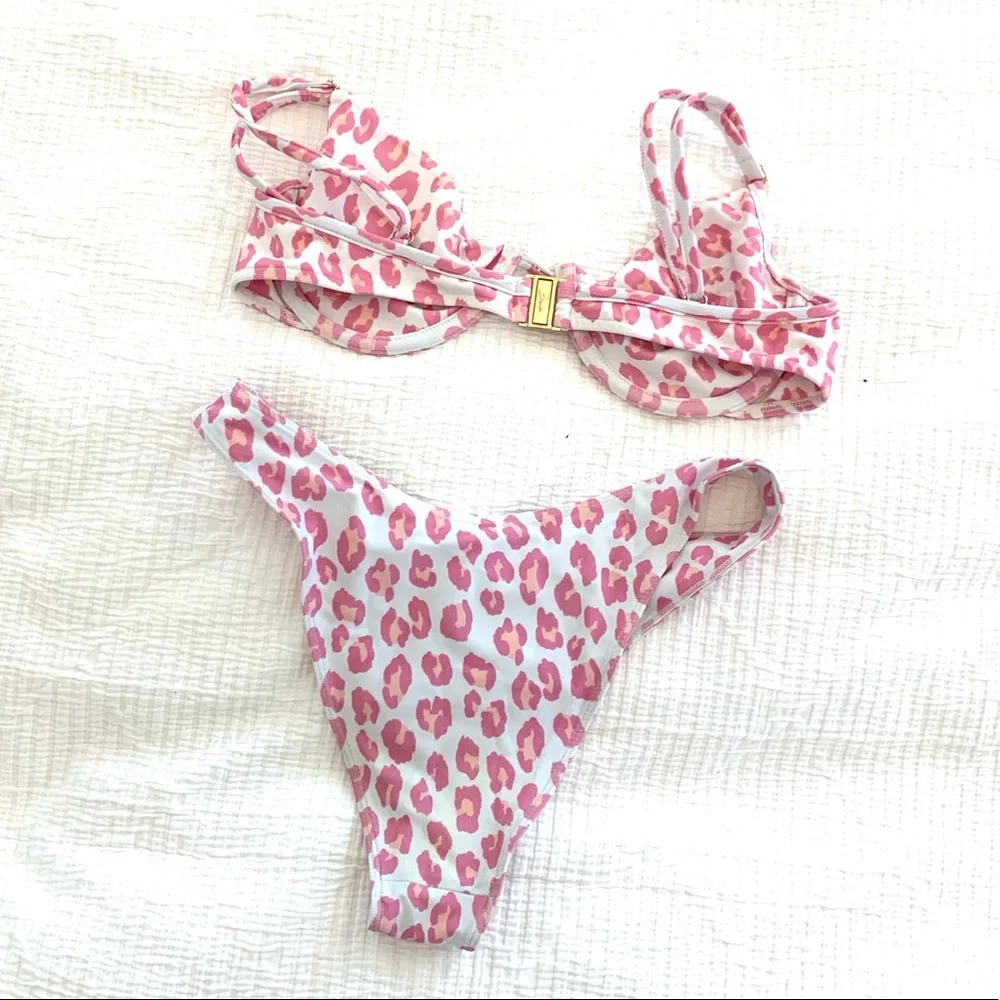 Bambia Leopard Pink Belle Bikini Top and Elle Bikini Bottoms